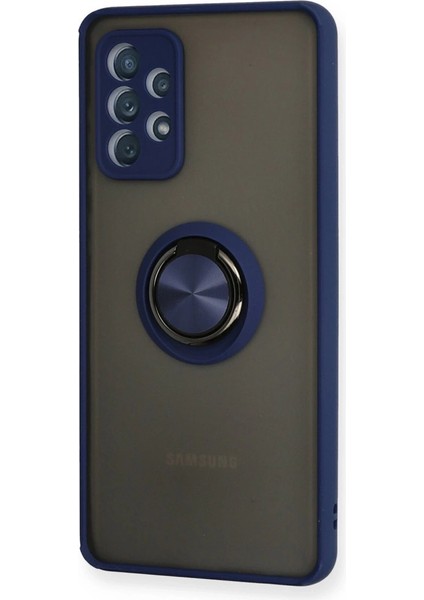 Samsung Galaxy A72 Kılıf Montreal Yüzüklü Silikon Kapak - Lacivert fiyatları