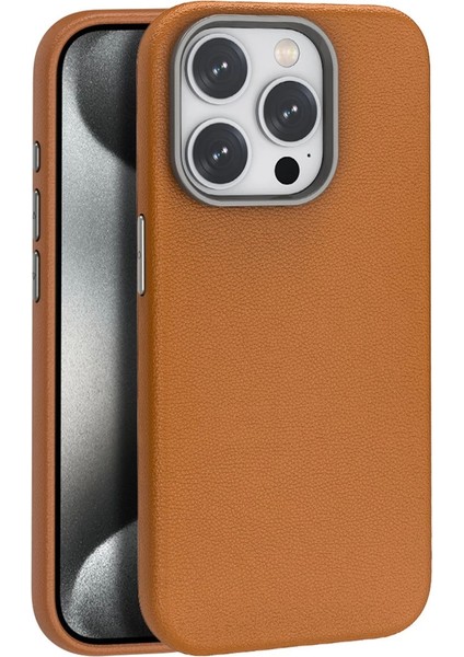 Joko Iphone 15 Pro Kılıf Wonder Deri Magsafe Kapak - Kahverengi