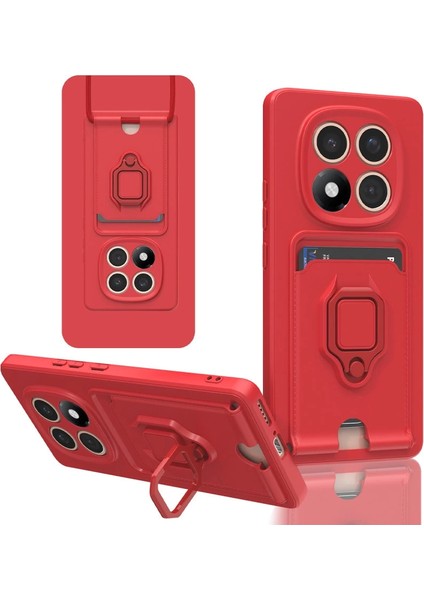 Xiaomi Redmi Note 14 Pro 4g Kılıf Zuma Kartvizitli Yüzüklü Silikon - Kırmızı