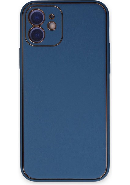 Iphone 12 Kılıf Coco Deri Silikon Kapak - Açık Mavi