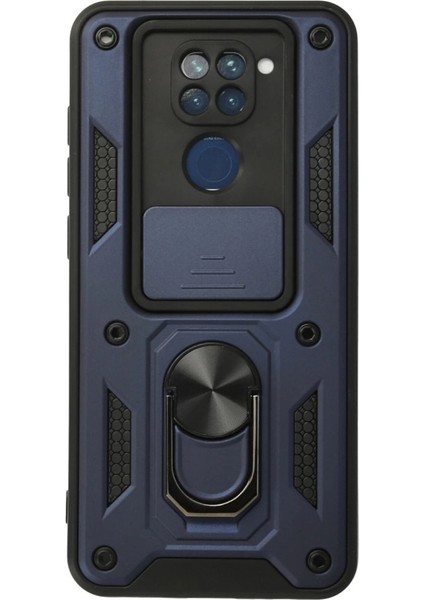 Xiaomi Redmi Note 9 Kılıf Pars Lens Yüzüklü Silikon - Lacivert