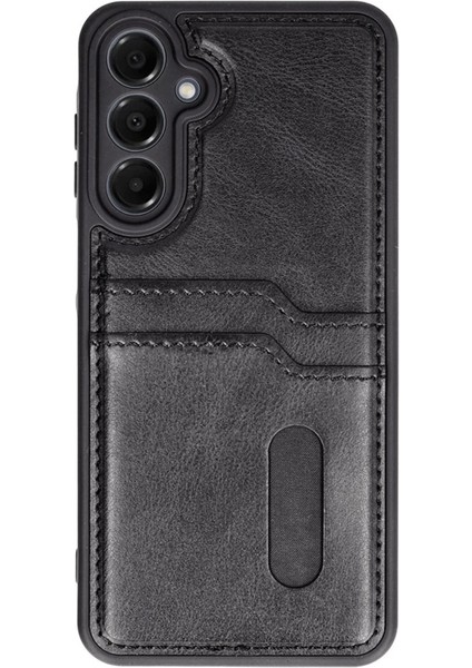 Samsung Galaxy A25 5g Kılıf Sara Kartvizitli Deri Kılıf - Siyah