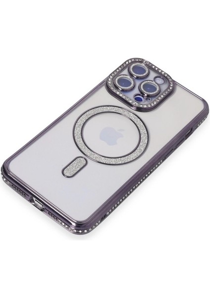 Iphone 14 Pro Kılıf Joke Simli Magneticsafe Kılıf - Derin Mor modelleri