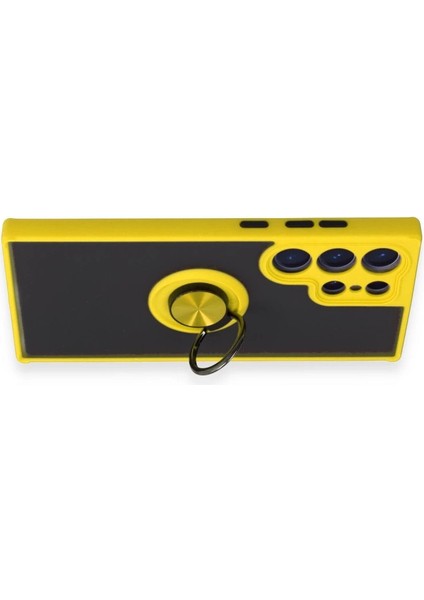Samsung Galaxy S23 Ultra Kılıf Montreal Yüzüklü Silikon Kapak - Sarı modelleri