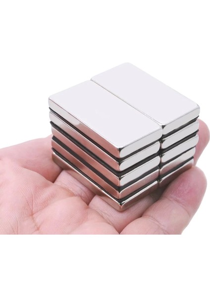 5'li Set: N35 Sınıfı 40X20X5 mm Köşeli Neodyum Mıknatıs (Nikel Kaplama) modelleri