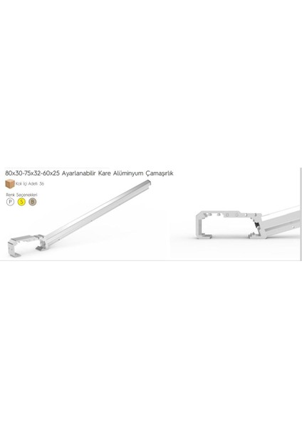 Koral Ayarlı Balkon Çamaşır Askılığı 80X30/60X25