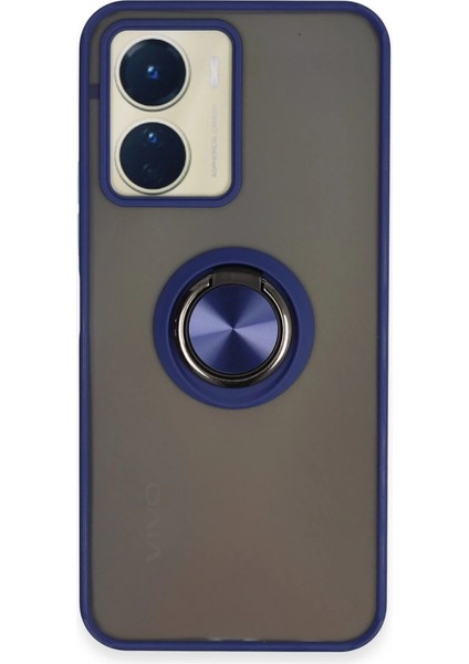 Vivo Y16 Kılıf Montreal Yüzüklü Silikon Kapak - Lacivert