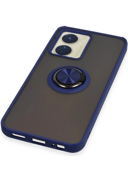 Vivo Y16 Kılıf Montreal Yüzüklü Silikon Kapak - Lacivert indirimleri
