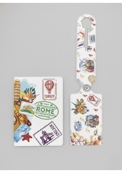 Sevimli Desenli Pasaport Kılıfı ve Valiz Etiketi Seti – Su Geçirmez, Dayanıklı, Seyahat Dostu