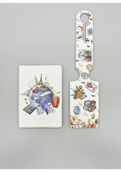 Sevimli Desenli Pasaport Kılıfı ve Valiz Etiketi Seti – Su Geçirmez, Dayanıklı, Seyahat Dostu