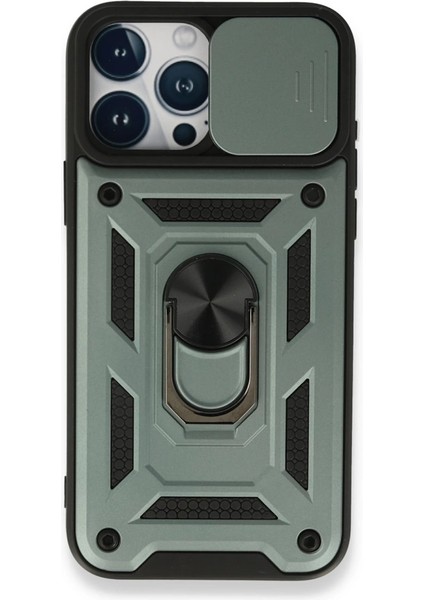 Iphone 15 Pro Kılıf Pars Lens Yüzüklü Silikon - Yeşil