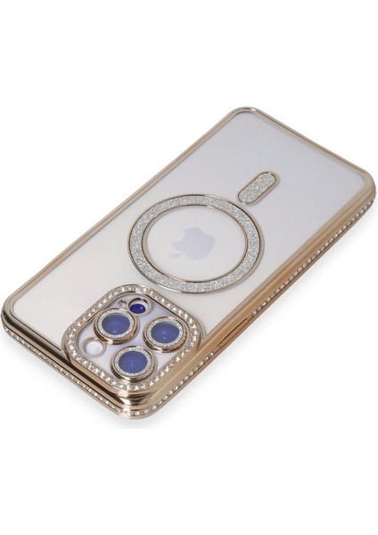 Iphone 14 Pro Max Kılıf Joke Simli Magneticsafe Kılıf - Gold fiyatları