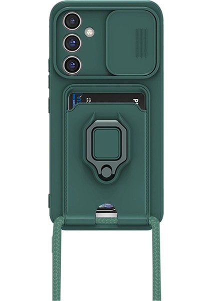 Samsung Galaxy A25 5g Kılıf Zuma Kartvizitli Yüzüklü Silikon - Yeşil