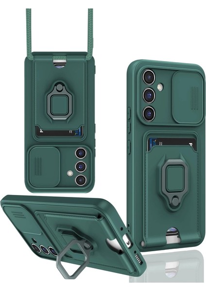 Samsung Galaxy A25 5g Kılıf Zuma Kartvizitli Yüzüklü Silikon - Yeşil modelleri