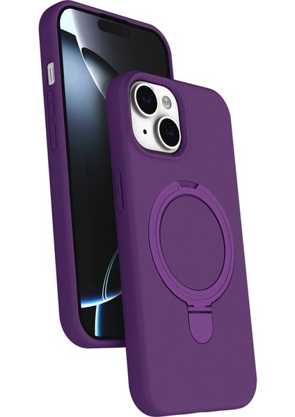 Apple Iphone 14 Regal Magsafe Standlı Kapak - Derin Mor