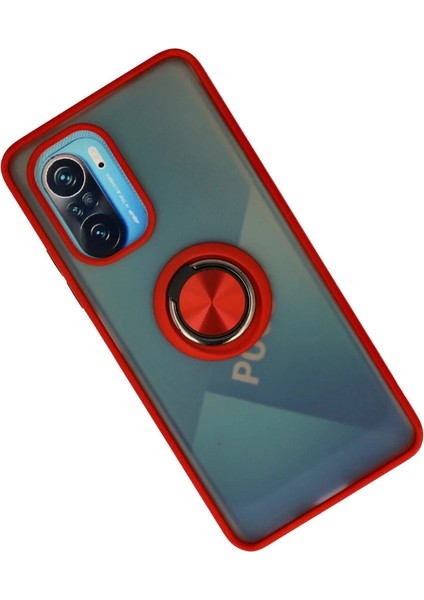 Xiaomi Redmi K40 Kılıf Montreal Yüzüklü Silikon Kapak - Kırmızı fiyatları