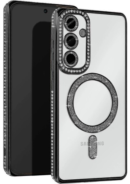 Samsung Galaxy S25 Kılıf Joke Simli Magneticsafe Kılıf - Siyah