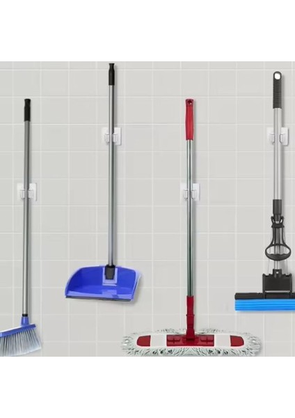 Yapışkanlı Pratik Mop Temizlik Fırçası Tutucu Asma Askı Aparatı Paspas Sapı Tutucu 1 Adet M-310 indirimleri