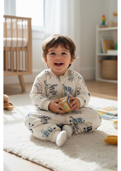 Zebra Desenli Erkek Çocuk Kışlık Uyku tulumu - krem fiyatları