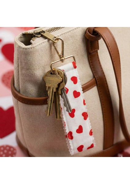 Elyaf Dolgulu Kalp Desenli Kumaş Anahtarlık - Gold Klipsli fiyatları