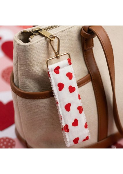 Elyaf Dolgulu Kalp Desenli Kumaş Anahtarlık - Gold Klipsli modelleri
