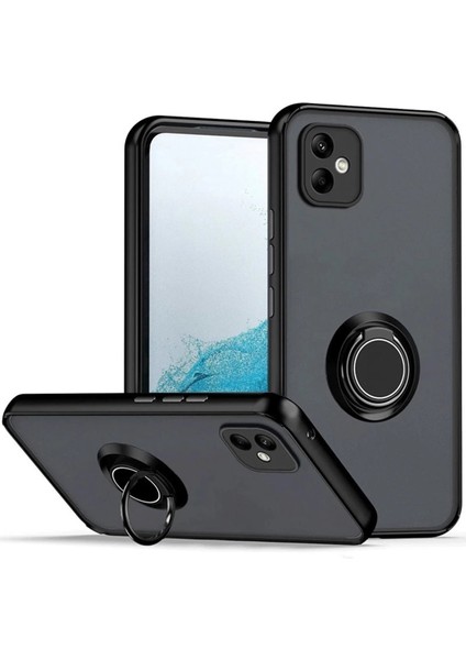 Samsung Galaxy A06 Kılıf Montreal Yüzüklü Silikon Kapak - Siyah