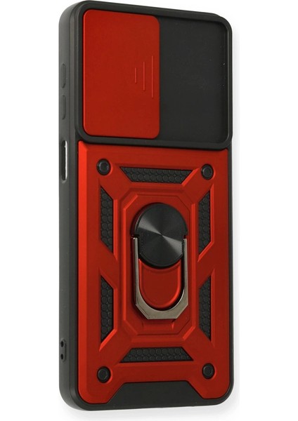 Samsung Galaxy A12 Kılıf Pars Lens Yüzüklü Silikon - Kırmızı fiyatları