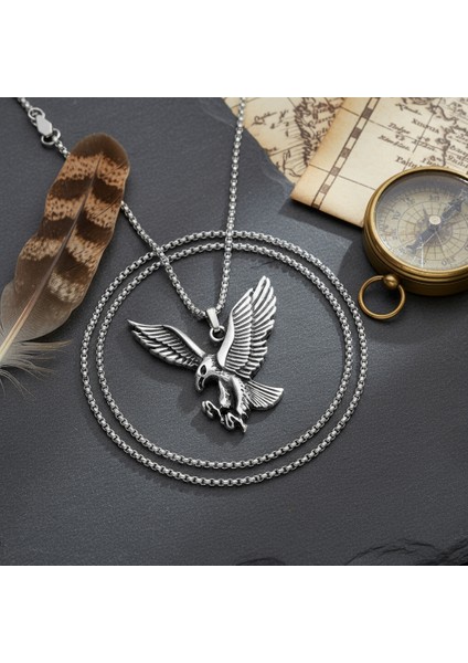 Görkemli Kartal Gümüş Kaplama Örme Zincir Kolye modelleri