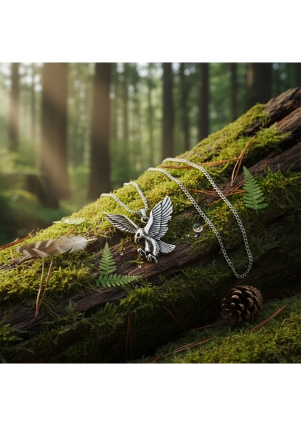 Görkemli Kartal Gümüş Kaplama Örme Zincir Kolye indirimleri