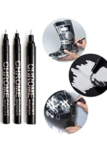 Akrilik Chrome Marker 1 mm Krom Renkli Alkol Bazlı Kalem Sert Zeminlerde Kullanım İçin