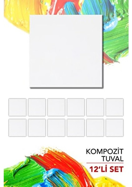 KTS Tuval Kompozit 10 x 10 cm 12'li Set 2,5 mm Kalınlıkta Özel Yüzeyler modelleri