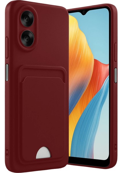 Oppo A38 Kılıf Kelvin Kartvizitli Silikon - Bordo