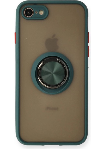 Iphone 7 Kılıf Montreal Yüzüklü Silikon Kapak - Yeşil