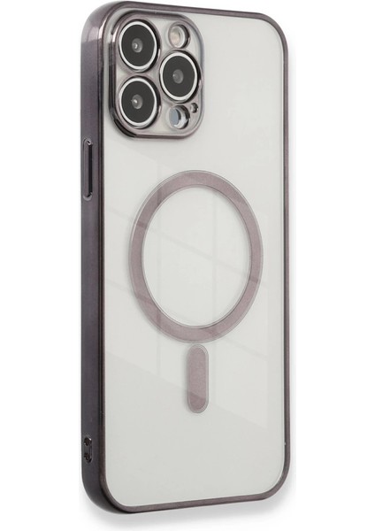 Iphone 13 Pro Max Kılıf Magneticsafe Lazer Silikon - Siyah