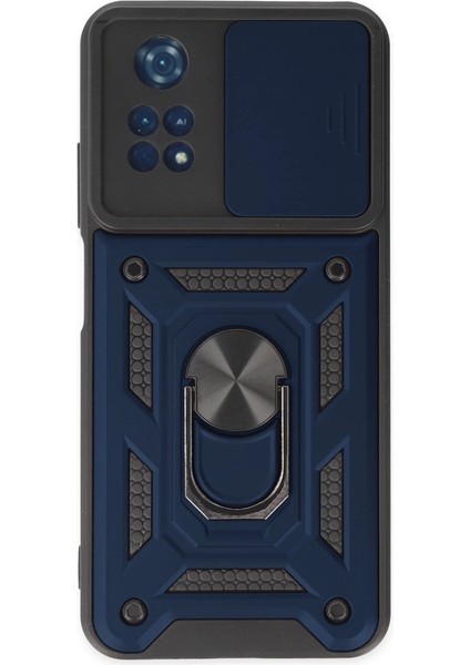 Xiaomi Poco M4 Pro 4g Kılıf Pars Lens Yüzüklü Silikon - Lacivert