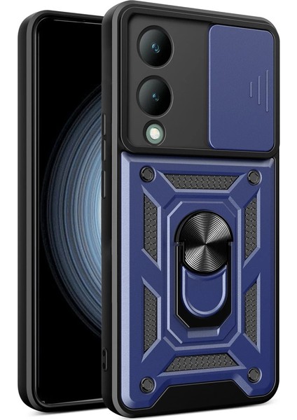 Vivo Y17S Kılıf Pars Lens Yüzüklü Silikon - Lacivert