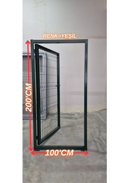 Bahçe Kapısı Panel Çit Tel KapısıKanatlı Kapı Yeşil 200 cm Yükseklik x 100 cm Eni Tam Çerçeve