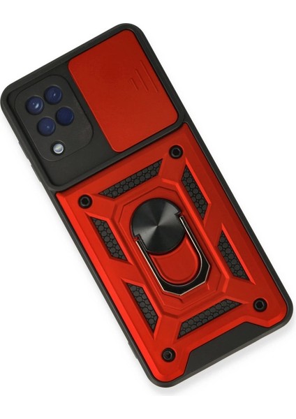 Samsung Galaxy A22 Kılıf Pars Lens Yüzüklü Silikon - Kırmızı fiyatları