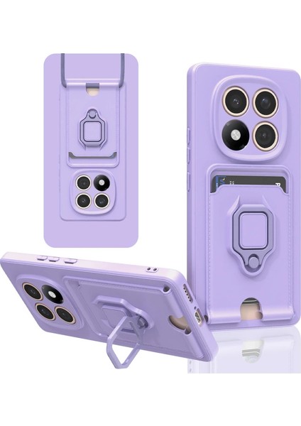 Xiaomi Redmi Note 14 Pro 4g Kılıf Zuma Kartvizitli Yüzüklü Silikon - Lila