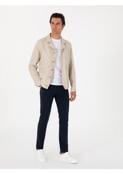 Erkek Bej Slim Fit %100 Keten Mont 50300082-VR011 fırsatları