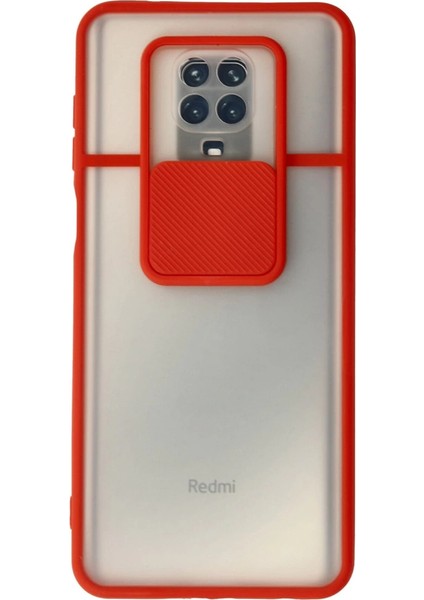Xiaomi Redmi Note 9 Pro Kılıf Palm Buzlu Kamera Sürgülü Silikon - Kırmızı