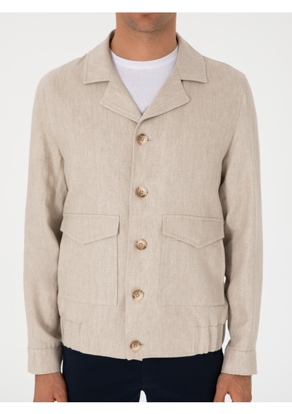 Erkek Bej Slim Fit %100 Keten Mont 50300082-VR011