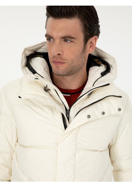 Erkek Beyaz Kapüşonlu Kaz Tüyü Mont 50273111-VR013 fiyatları