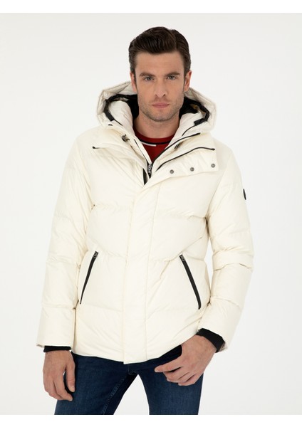 Erkek Beyaz Kapüşonlu Kaz Tüyü Mont 50273111-VR013 modelleri
