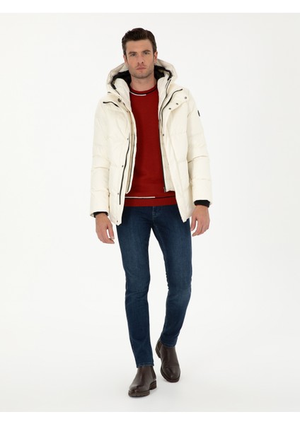 Erkek Beyaz Kapüşonlu Kaz Tüyü Mont 50273111-VR013 fırsatları