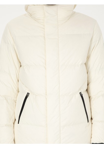 Erkek Beyaz Kapüşonlu Kaz Tüyü Mont 50273111-VR013