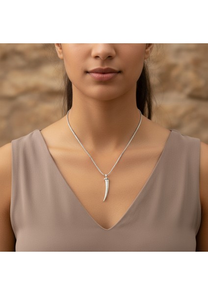 Fil Dişi Gümüş Kaplama Örme Zincir Kolye fiyatları