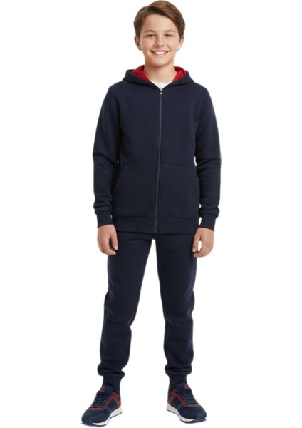 Erkek Çocuk Kapüşonlu Fermuarlı 3 Iplik Eşofman Takım BGL-ST05053