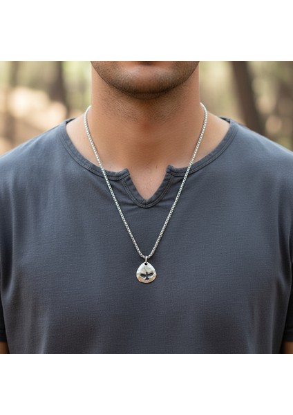 Kartal Gümüş Kaplama Örme Zincir Kolye