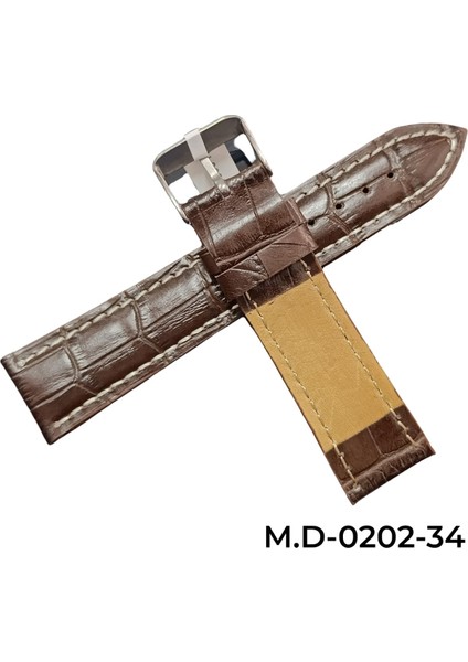 20 Mm-M.d Bombeli Kahverengi Kroko Krem Dikiş Deri Kordon fiyatları